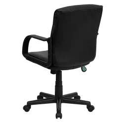 Flash Furniture LeatherSoft™ Faux Leather Mid-Back Swivel Task Chair With Arms, Black
