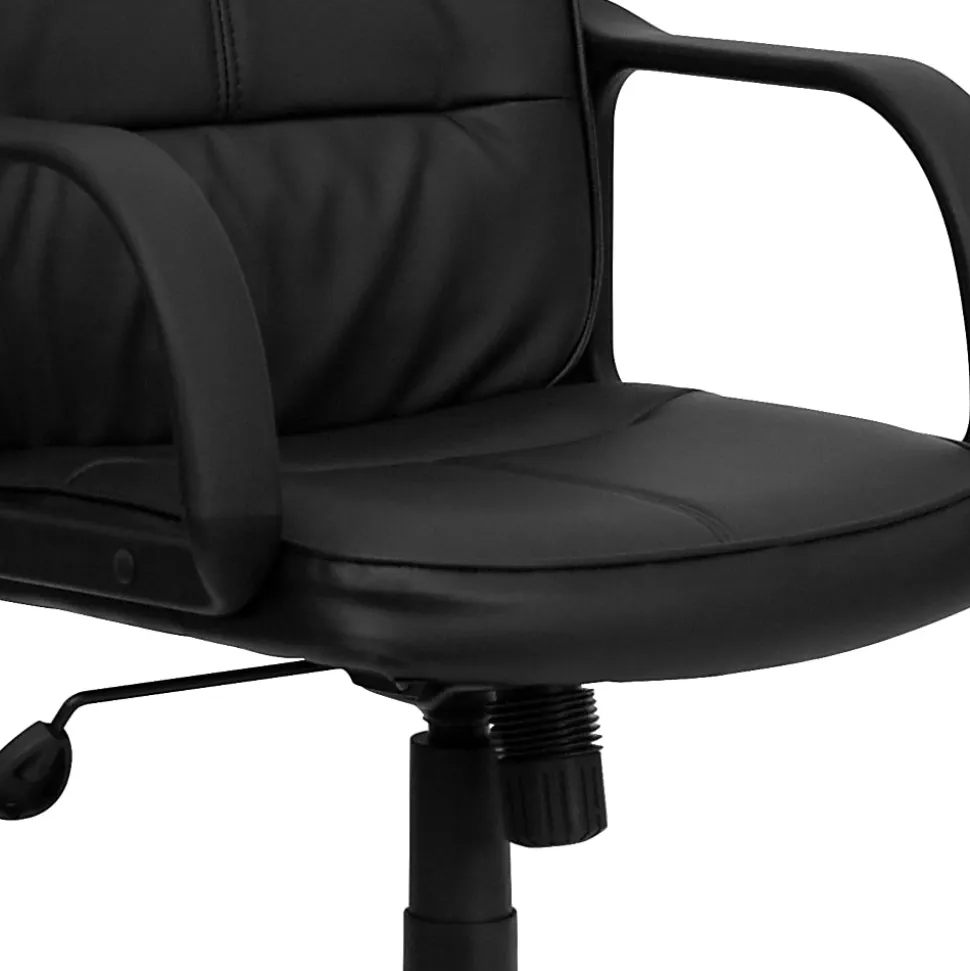 Flash Furniture LeatherSoft™ Faux Leather Mid-Back Swivel Task Chair With Arms, Black