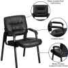 Flash Furniture LeatherSoft Executive Side Reception Chair with Powder Coated Frame, Black/Black