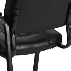 Flash Furniture LeatherSoft Executive Side Reception Chair with Powder Coated Frame, Black/Black