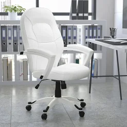 Flash Furniture LeatherSoft™ Faux Leather Mid-Back Swivel Chair, White