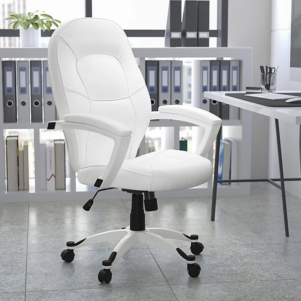Flash Furniture LeatherSoft™ Faux Leather Mid-Back Swivel Chair, White
