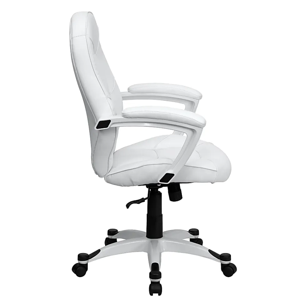 Flash Furniture LeatherSoft™ Faux Leather Mid-Back Swivel Chair, White