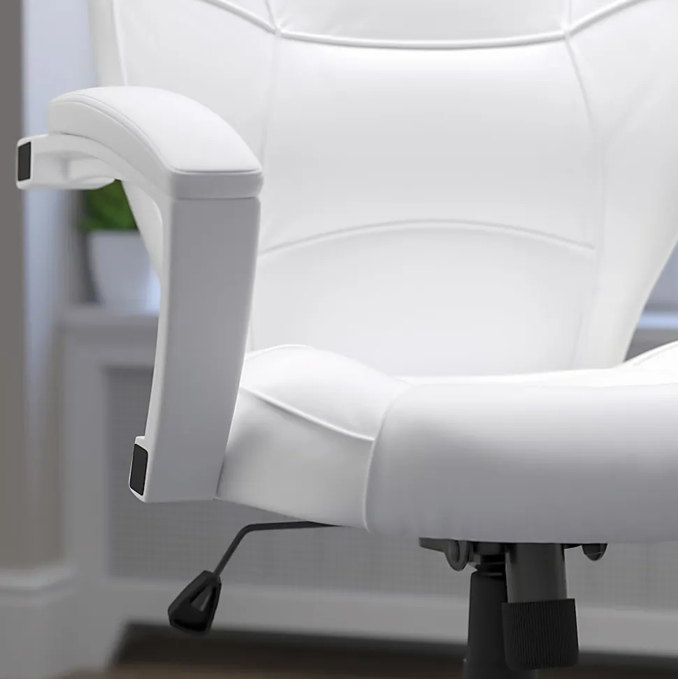 Flash Furniture LeatherSoft™ Faux Leather Mid-Back Swivel Chair, White