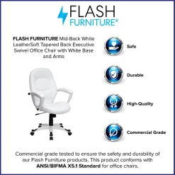 Flash Furniture LeatherSoft™ Faux Leather Mid-Back Swivel Chair, White