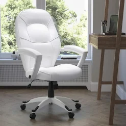 Flash Furniture LeatherSoft™ Faux Leather Mid-Back Swivel Chair, White