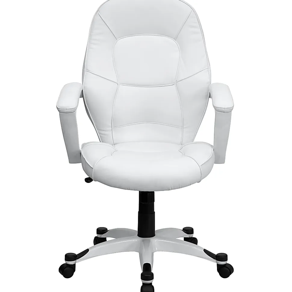 Flash Furniture LeatherSoft™ Faux Leather Mid-Back Swivel Chair, White