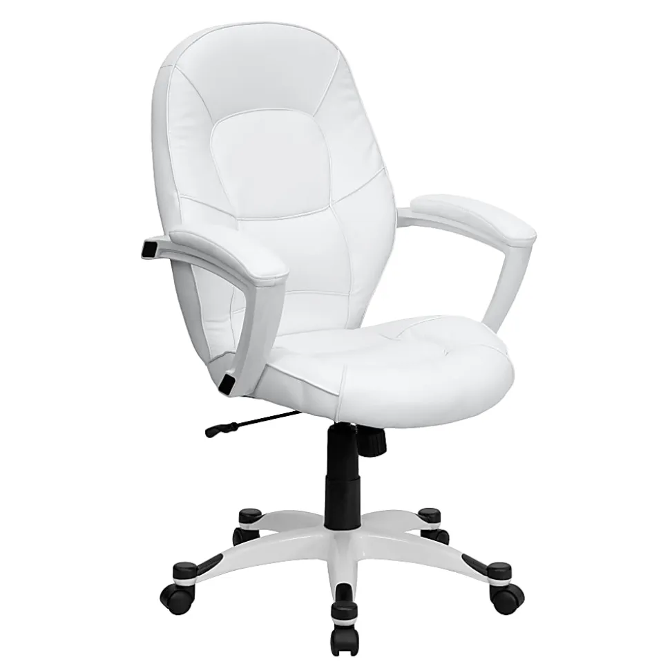 Flash Furniture LeatherSoft™ Faux Leather Mid-Back Swivel Chair, White
