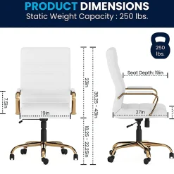 Flash Furniture LeatherSoft™ Faux Leather High-Back Office Chair, White/Gold