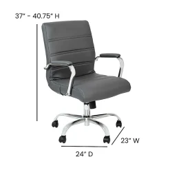 Flash Furniture LeatherSoft™ Faux Leather Mid-Back Office Chair, Gray/Chrome