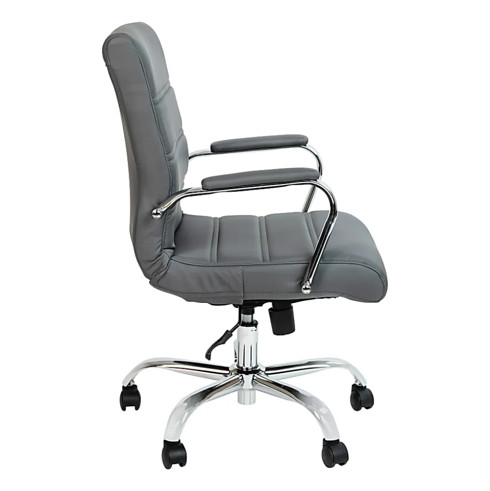 Flash Furniture LeatherSoft™ Faux Leather Mid-Back Office Chair, Gray/Chrome