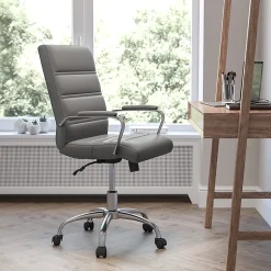 Flash Furniture LeatherSoft™ Faux Leather Mid-Back Office Chair, Gray/Chrome