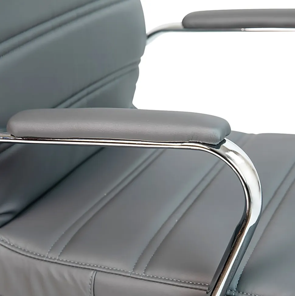 Flash Furniture LeatherSoft™ Faux Leather Mid-Back Office Chair, Gray/Chrome