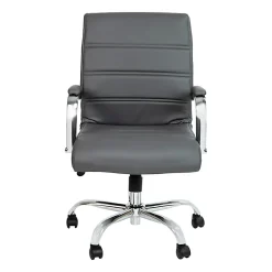 Flash Furniture LeatherSoft™ Faux Leather Mid-Back Office Chair, Gray/Chrome