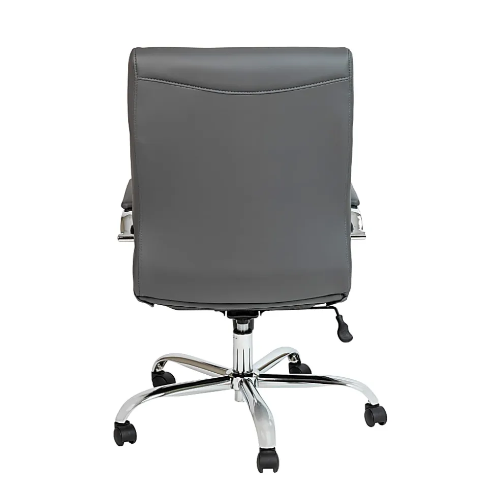 Flash Furniture LeatherSoft™ Faux Leather Mid-Back Office Chair, Gray/Chrome