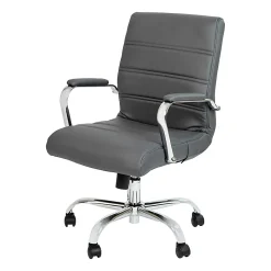 Flash Furniture LeatherSoft™ Faux Leather Mid-Back Office Chair, Gray/Chrome