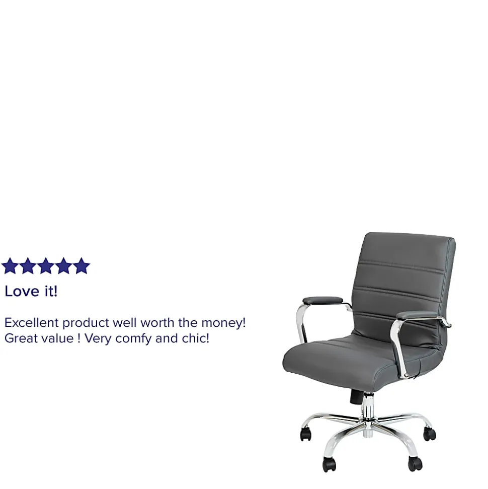 Flash Furniture LeatherSoft™ Faux Leather Mid-Back Office Chair, Gray/Chrome
