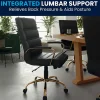 Flash Furniture LeatherSoft™ Faux Leather Mid-Back Office Chair With Chrome Base And Arms, Black/Gold