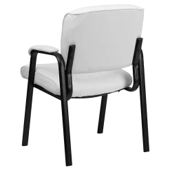 Flash Furniture LeatherSoft Executive Side Reception Chair with Powder Coated Frame, White/Black
