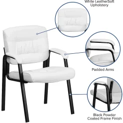 Flash Furniture LeatherSoft Executive Side Reception Chair with Powder Coated Frame, White/Black