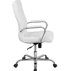 Flash Furniture LeatherSoft™ Faux Leather High-Back Office Chair With Chrome Base And Arms, White/Gray
