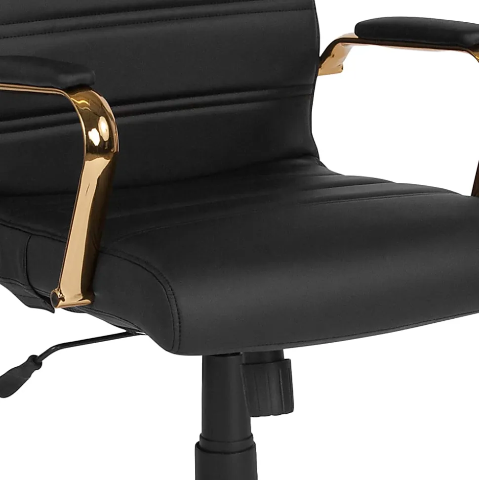 Flash Furniture LeatherSoft™ Faux Leather High-Back Office Chair, Black/Gold