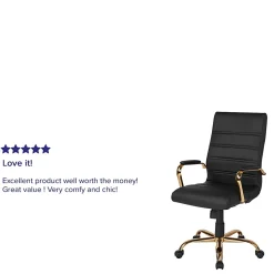 Flash Furniture LeatherSoft™ Faux Leather High-Back Office Chair, Black/Gold