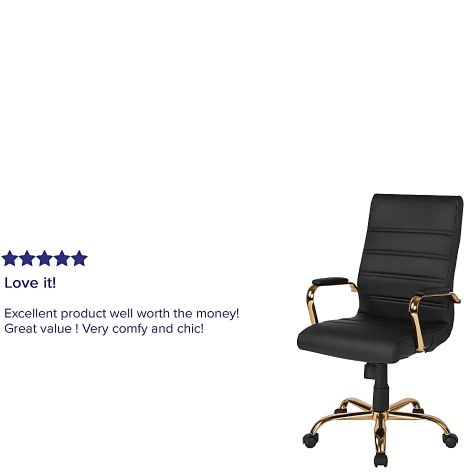 Flash Furniture LeatherSoft™ Faux Leather High-Back Office Chair, Black/Gold