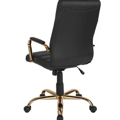 Flash Furniture LeatherSoft™ Faux Leather High-Back Office Chair, Black/Gold