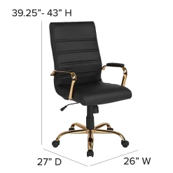 Flash Furniture LeatherSoft™ Faux Leather High-Back Office Chair, Black/Gold