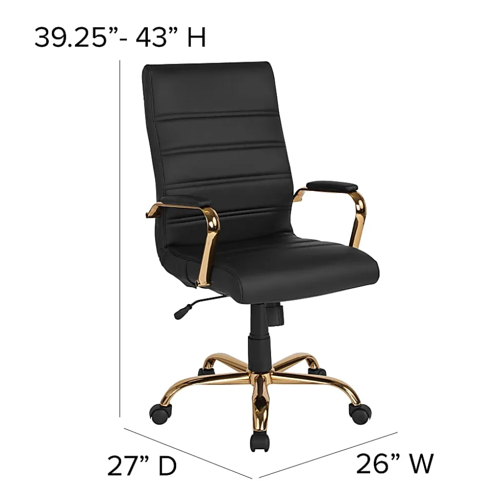 Flash Furniture LeatherSoft™ Faux Leather High-Back Office Chair, Black/Gold