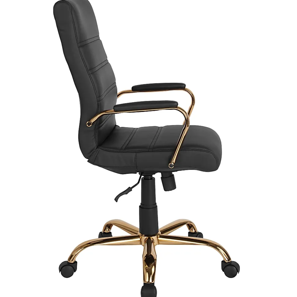 Flash Furniture LeatherSoft™ Faux Leather High-Back Office Chair, Black/Gold