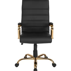 Flash Furniture LeatherSoft™ Faux Leather High-Back Office Chair, Black/Gold