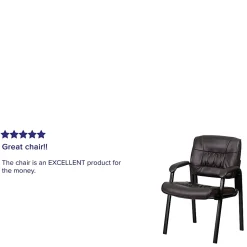 Flash Furniture LeatherSoft Executive Side Reception Chair with Powder Coated Frame, Brown/Black