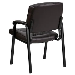 Flash Furniture LeatherSoft Executive Side Reception Chair with Powder Coated Frame, Brown/Black