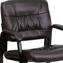 Flash Furniture LeatherSoft Executive Side Reception Chair with Powder Coated Frame, Brown/Black
