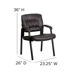 Flash Furniture LeatherSoft Executive Side Reception Chair with Powder Coated Frame, Brown/Black