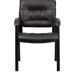 Flash Furniture LeatherSoft Executive Side Reception Chair with Powder Coated Frame, Brown/Black