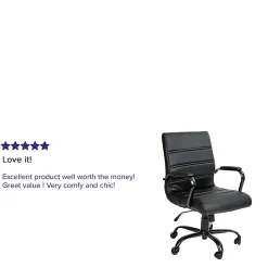 Flash Furniture LeatherSoft™ Faux Leather Mid-Back Office Chair, Black/Chrome