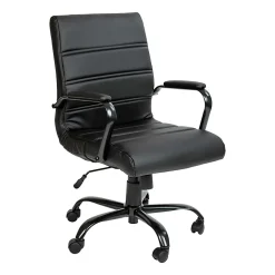 Flash Furniture LeatherSoft™ Faux Leather Mid-Back Office Chair, Black/Chrome