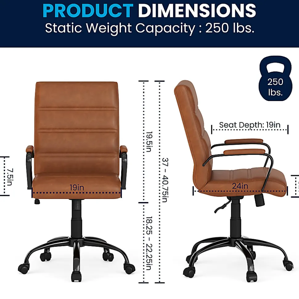 Flash Furniture LeatherSoft™ Faux Leather Mid-Back Office Chair, Brown/Black/Chrome