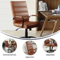 Flash Furniture LeatherSoft™ Faux Leather Mid-Back Office Chair, Brown/Black/Chrome