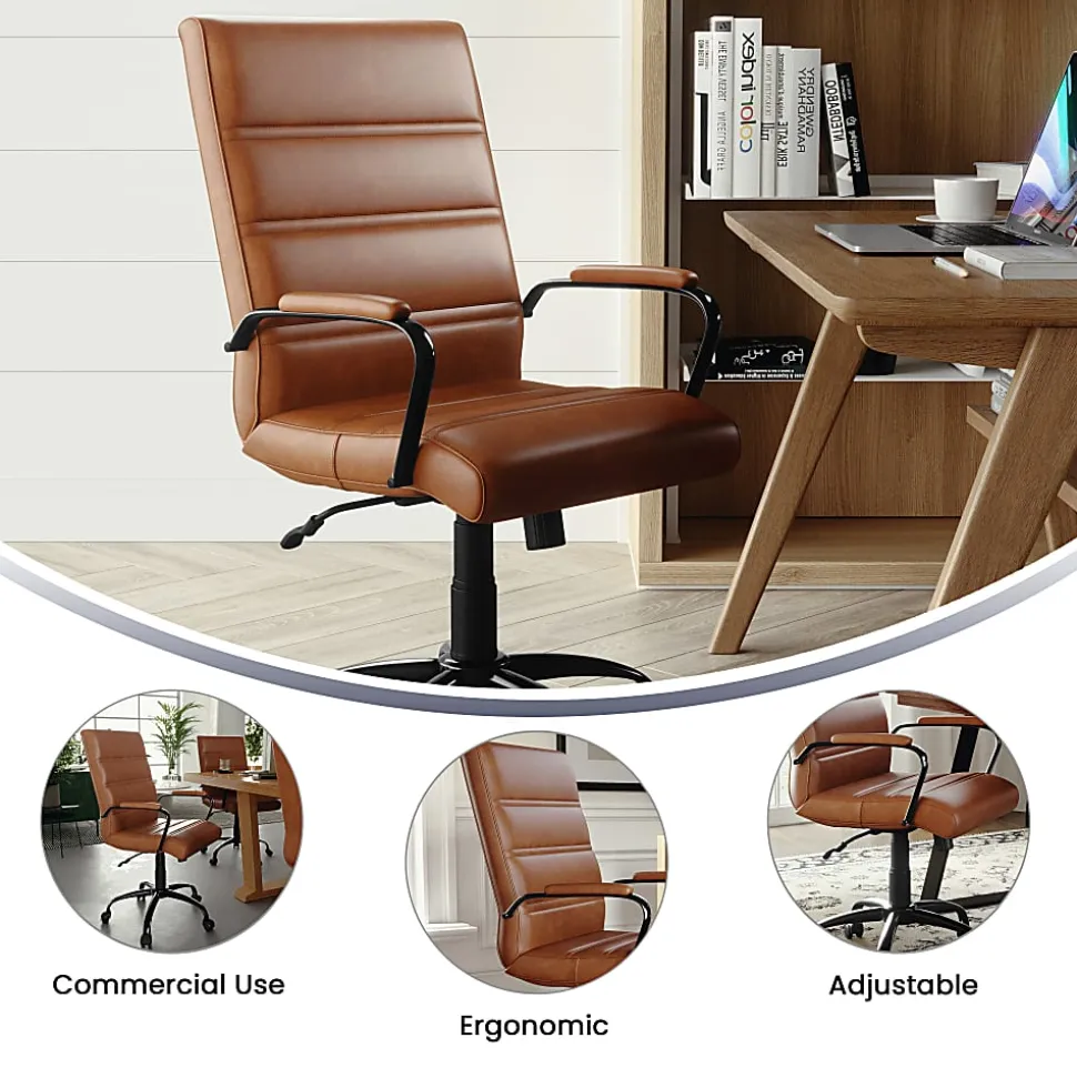 Flash Furniture LeatherSoft™ Faux Leather Mid-Back Office Chair, Brown/Black/Chrome