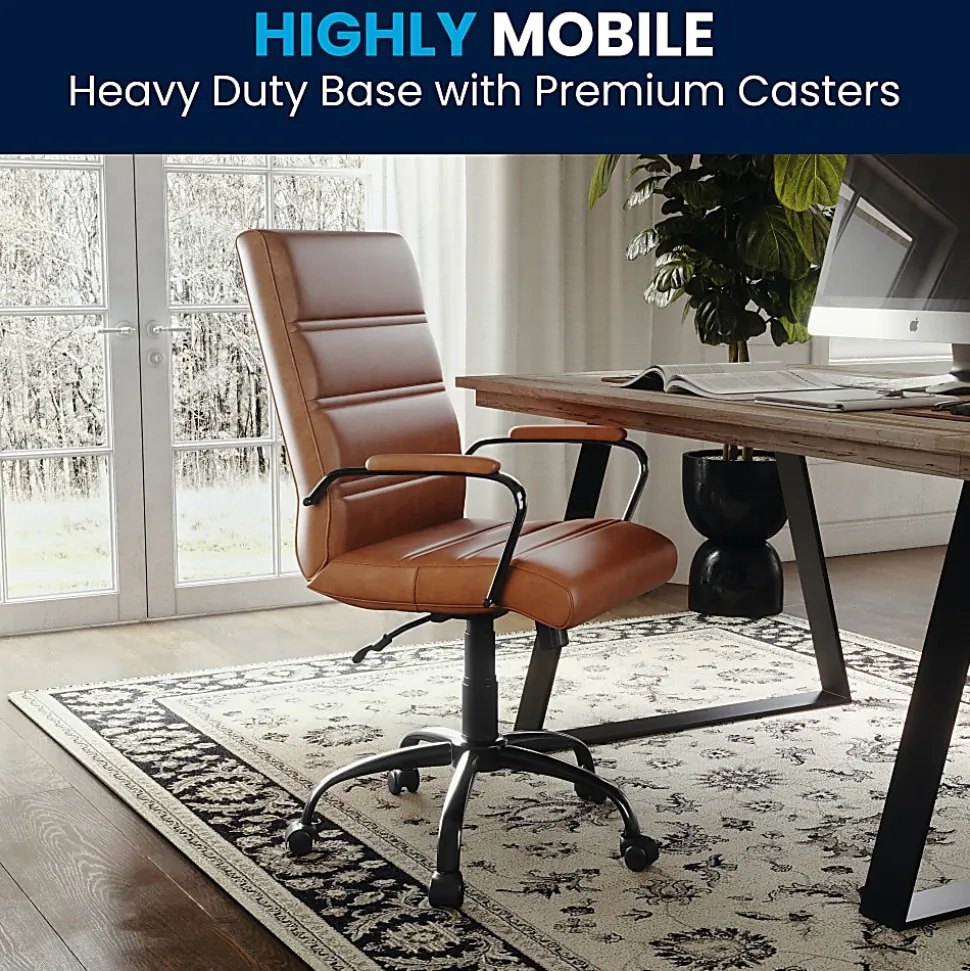 Flash Furniture LeatherSoft™ Faux Leather Mid-Back Office Chair, Brown/Black/Chrome