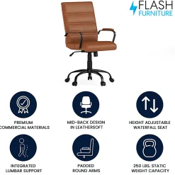 Flash Furniture LeatherSoft™ Faux Leather Mid-Back Office Chair, Brown/Black/Chrome