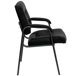 Flash Furniture LeatherSoft Executive Side Reception Chair with Powder Coated Frame, Black/Titanium Gray