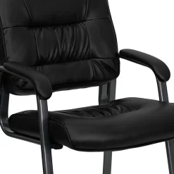 Flash Furniture LeatherSoft Executive Side Reception Chair with Powder Coated Frame, Black/Titanium Gray