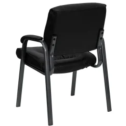 Flash Furniture LeatherSoft Executive Side Reception Chair with Powder Coated Frame, Black/Titanium Gray