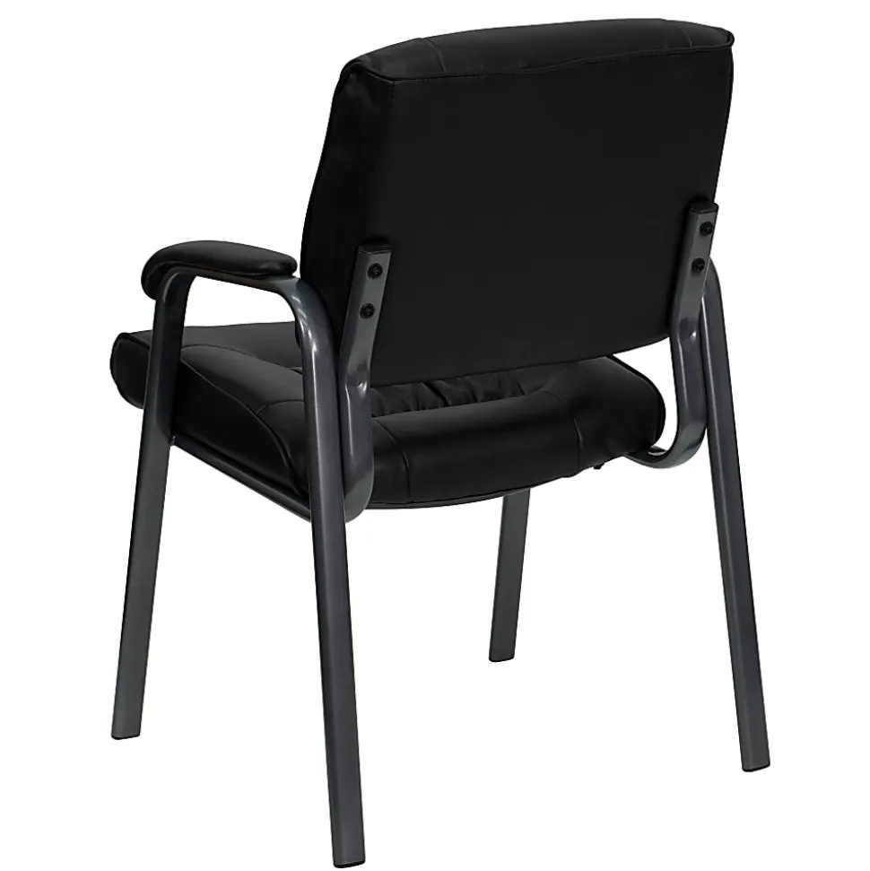 Flash Furniture LeatherSoft Executive Side Reception Chair with Powder Coated Frame, Black/Titanium Gray