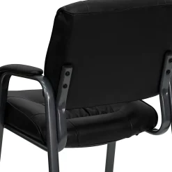 Flash Furniture LeatherSoft Executive Side Reception Chair with Powder Coated Frame, Black/Titanium Gray